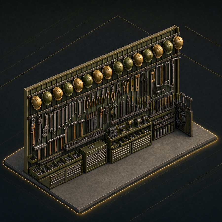 Deep subcontractor bench illustration