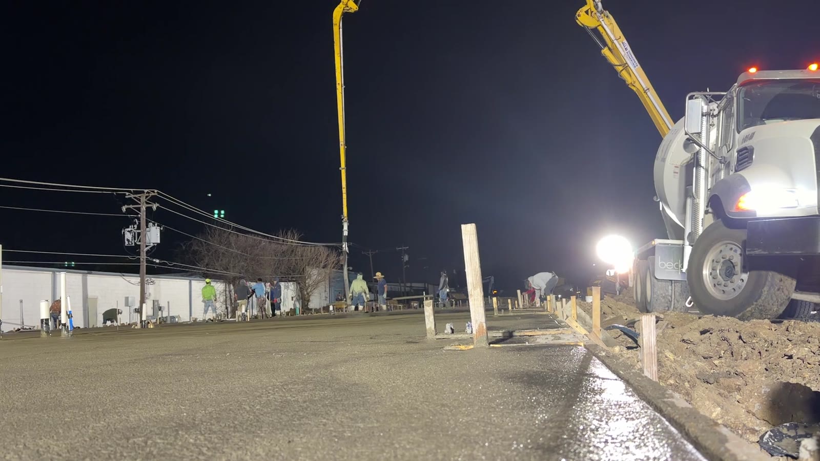 Overnight concrete pour with pump truck